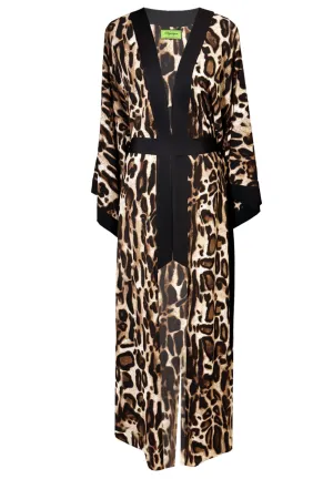 Safari – Wild Cat Maxi Split Kaftan (Black)