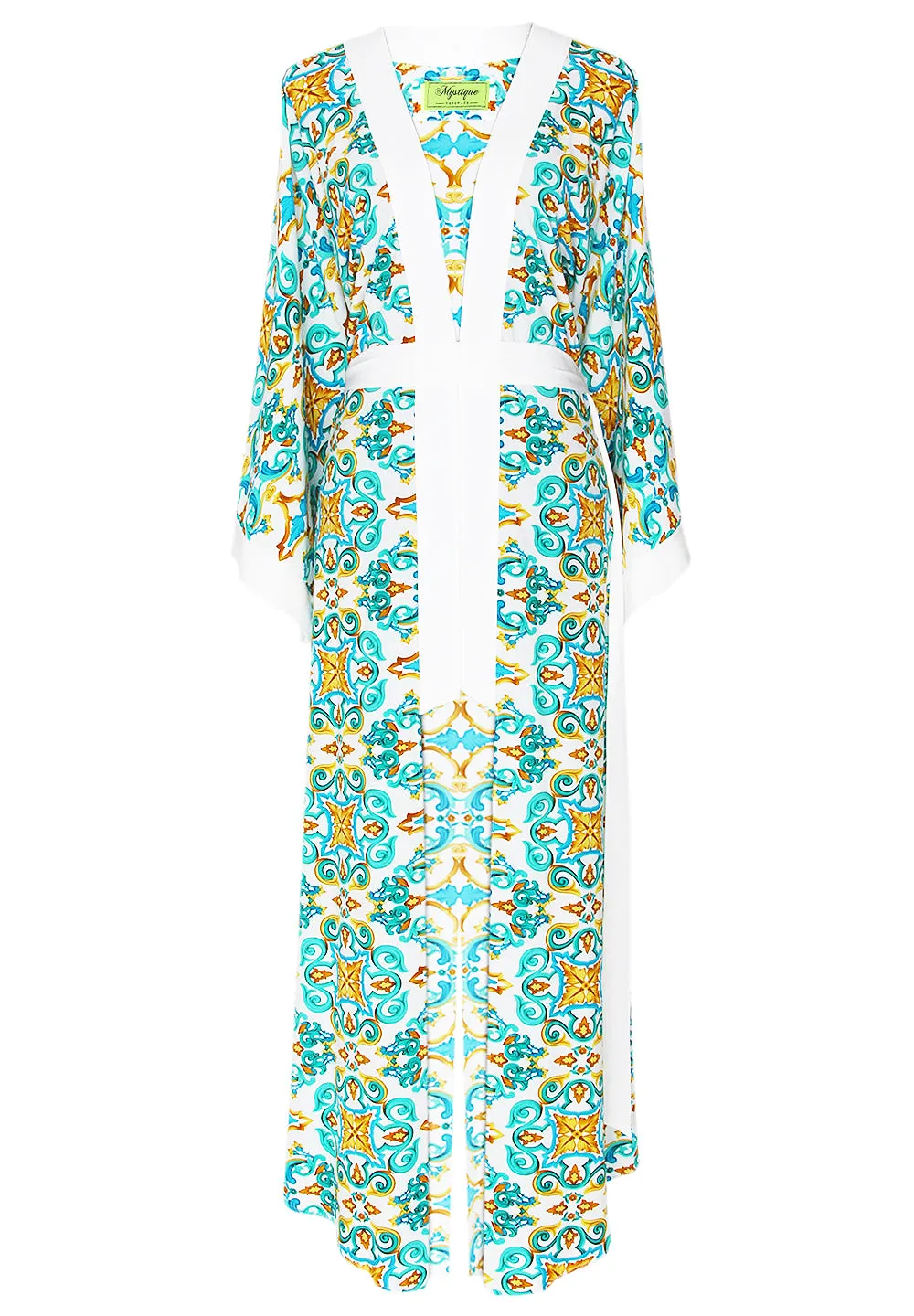 Siciliana - Vittoria Maxi Split Kaftan (Off-White)