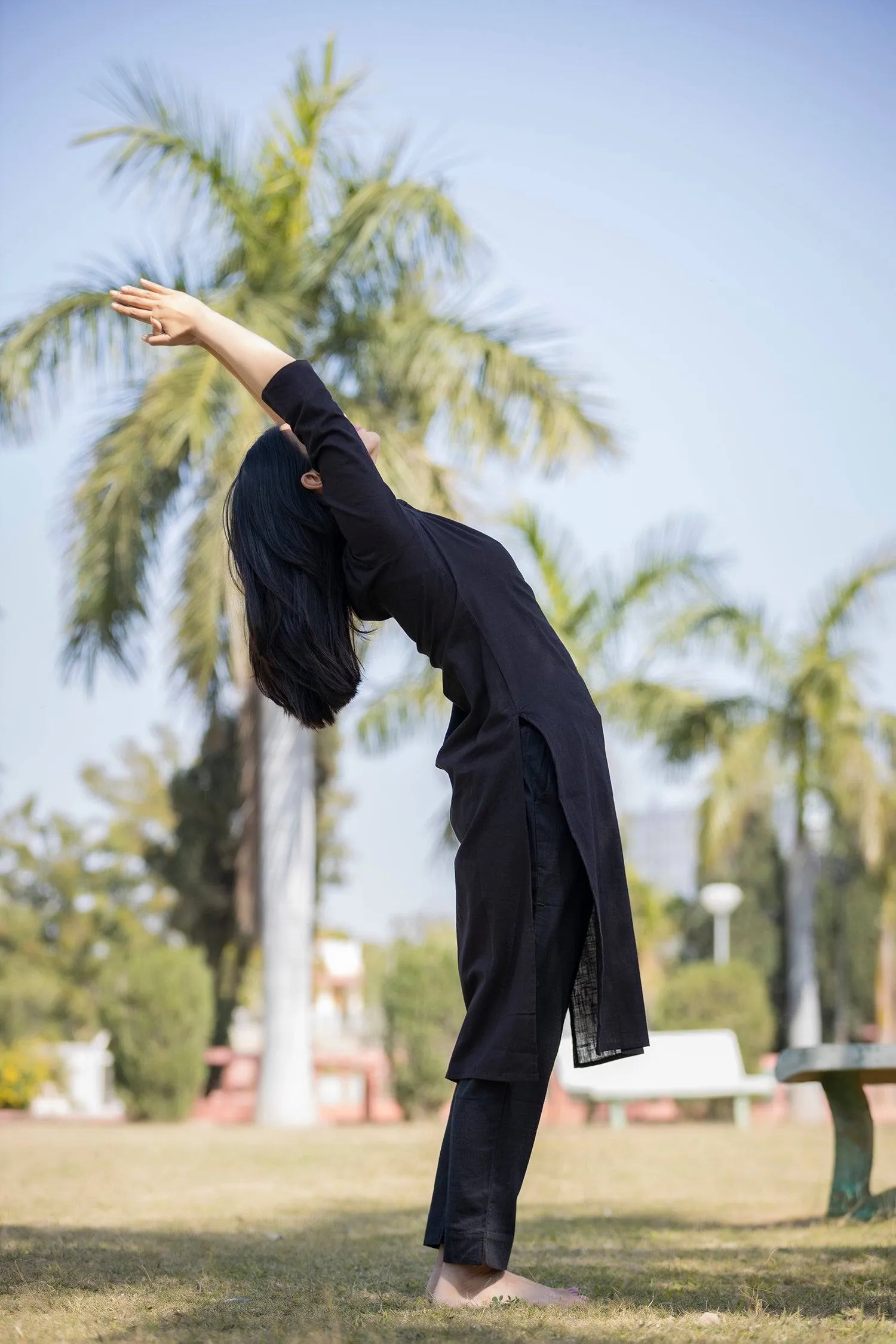 Solid Cotton Black Kurta