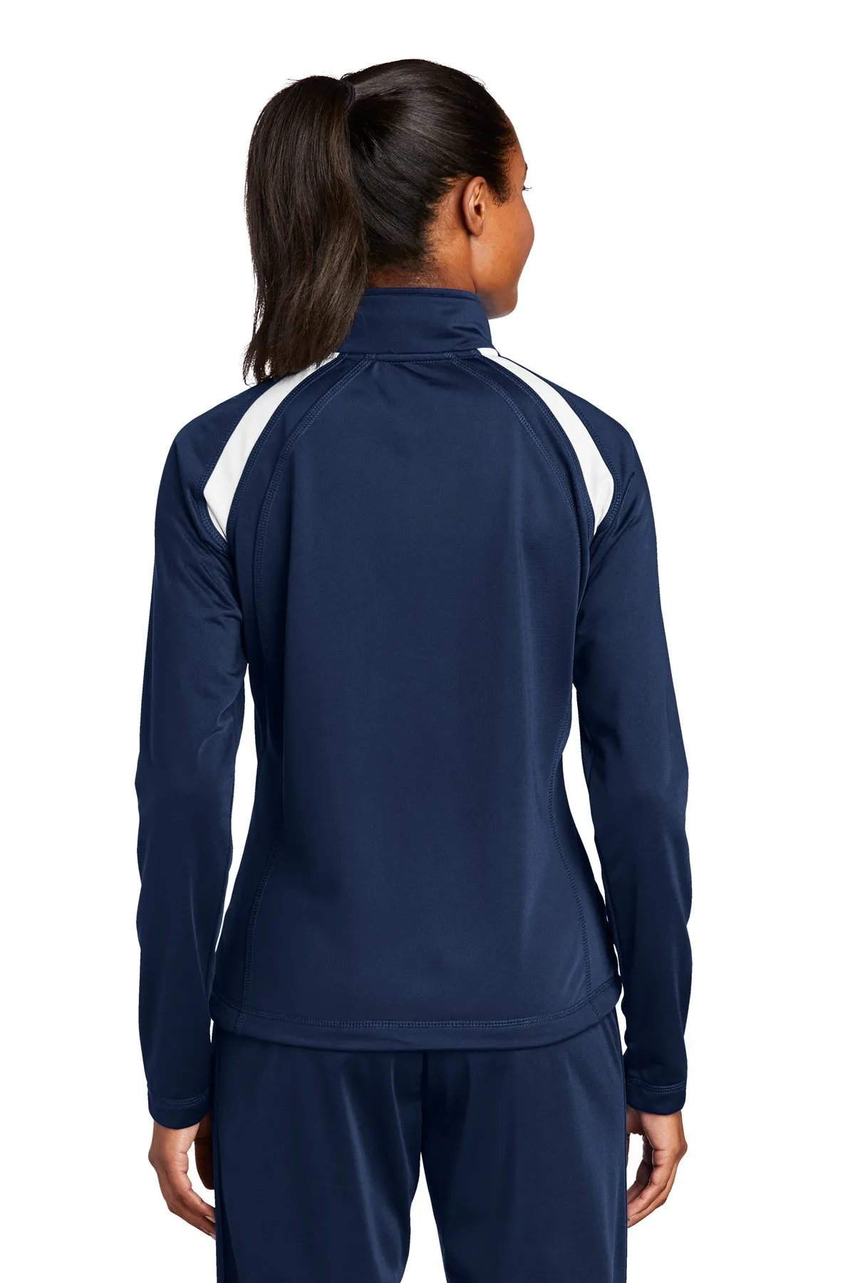 Sport-Tek Ladies Tricot Track Branded Jackets, True Navy/White