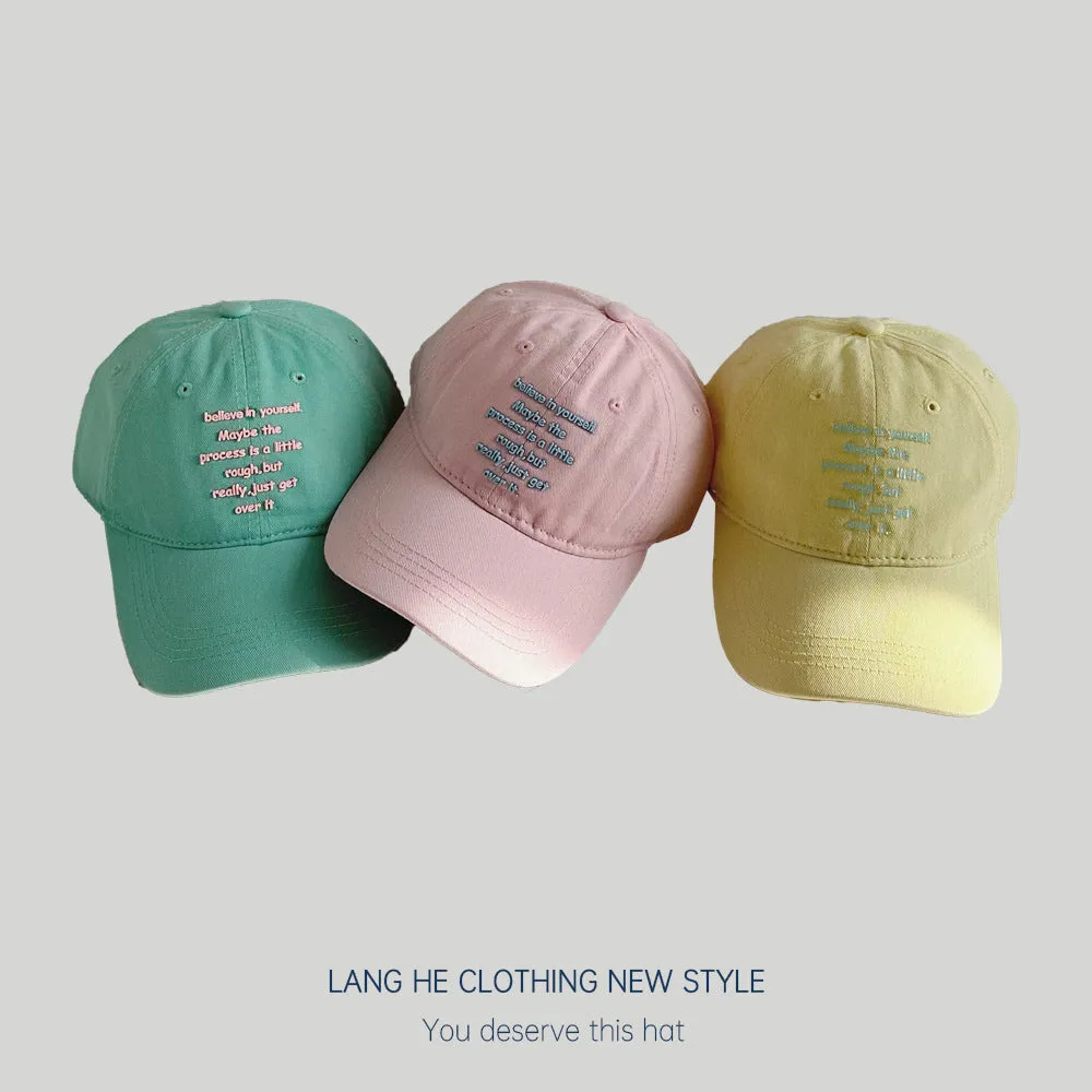 Spring And Summer Versatile Laminated Letters Believe Baseball Caps For Men, Women And Children With Sun Protection And Duck Tongue Hats