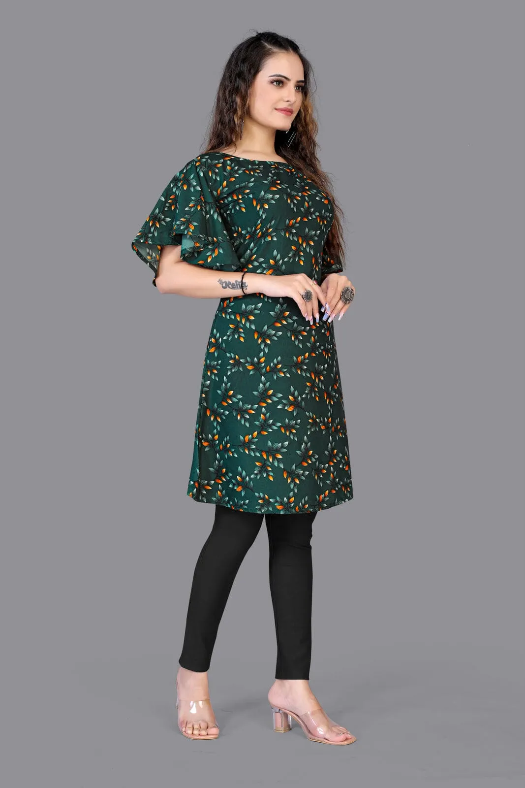 Tanisha Dark Green Crepe Tunic