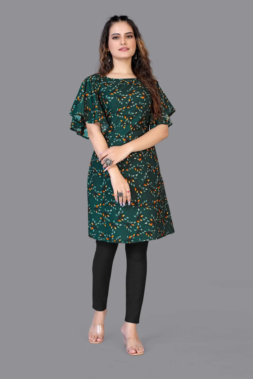 Tanisha Dark Green Crepe Tunic