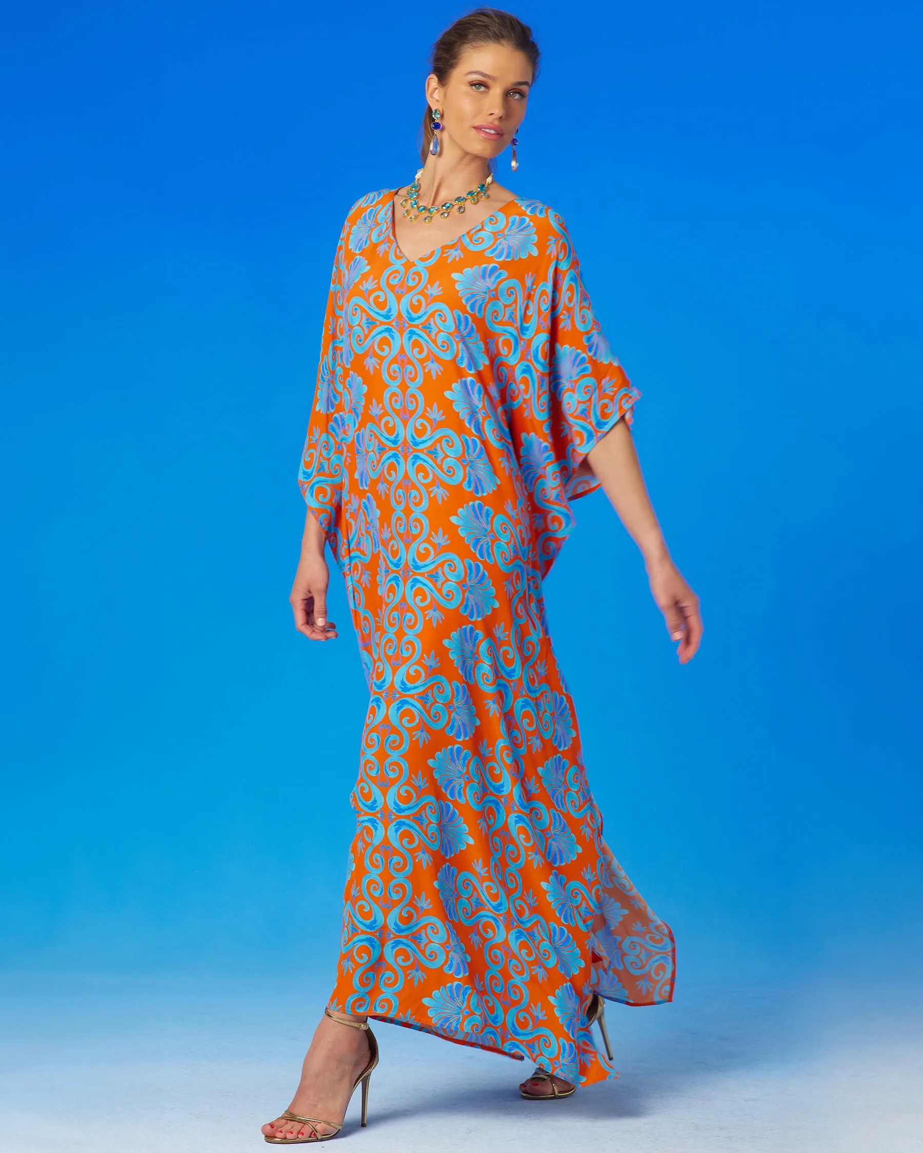 Thetis Long Kaftan in Orange