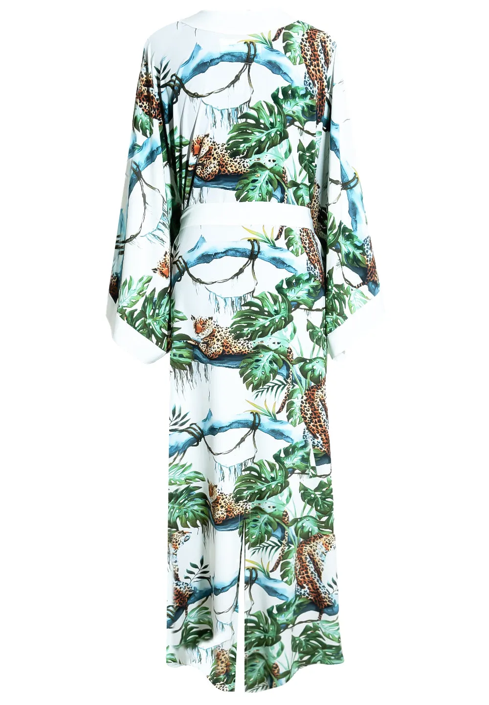 Tropics - Jaguar Maxi Split Kaftan (Off-White)