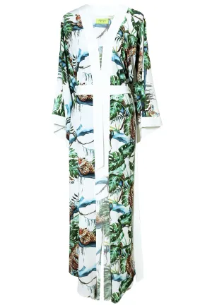 Tropics - Jaguar Maxi Split Kaftan (Off-White)