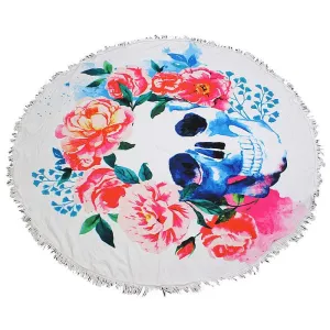 TW353X036  Flower Print Round Fringed Beach Towel