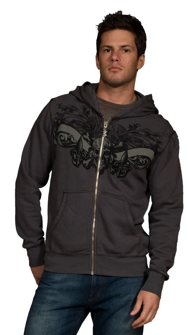 Twelve Symbols Skull and Crossbone Hoodie Grey