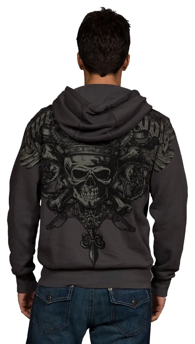 Twelve Symbols Skull and Crossbone Hoodie Grey