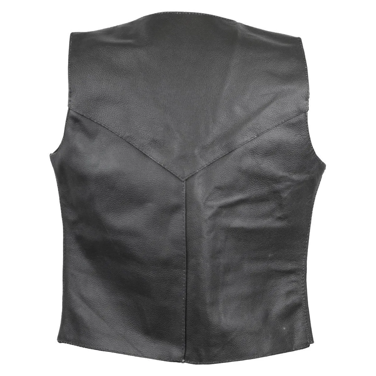 Vance Leather VL1004 Womens Black V-Neck Lady Biker Leather Motorcycle Vest