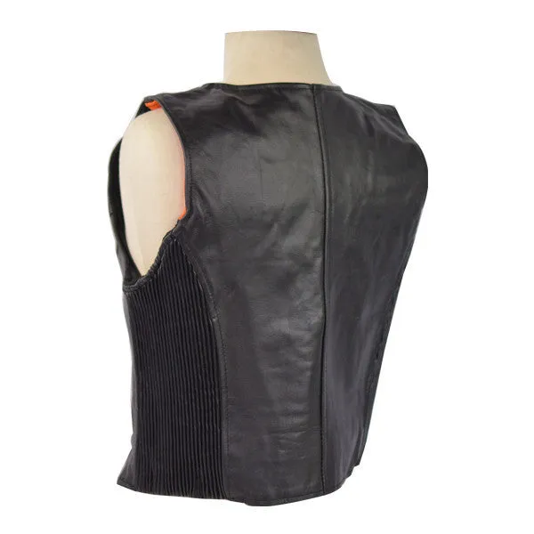 Vance Leather VL1011 Ladies Premium Quality Zipper Vest with Elastic Sides