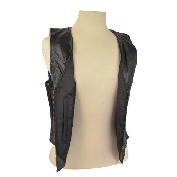 Vance Leather VL1011 Ladies Premium Quality Zipper Vest with Elastic Sides