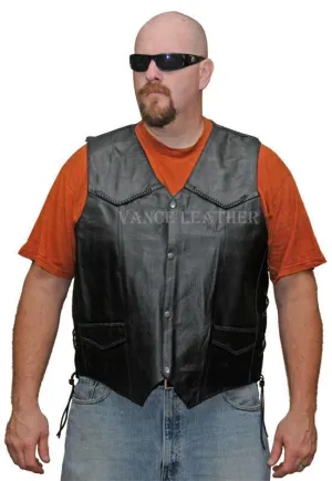 VL923S Leather Lace Side Braid Vest with Gun Pockets