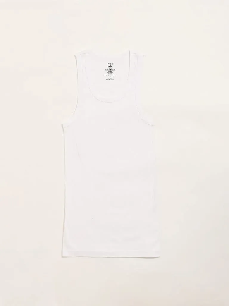 WES Lounge White Sleeveless Vests - Pack of 2