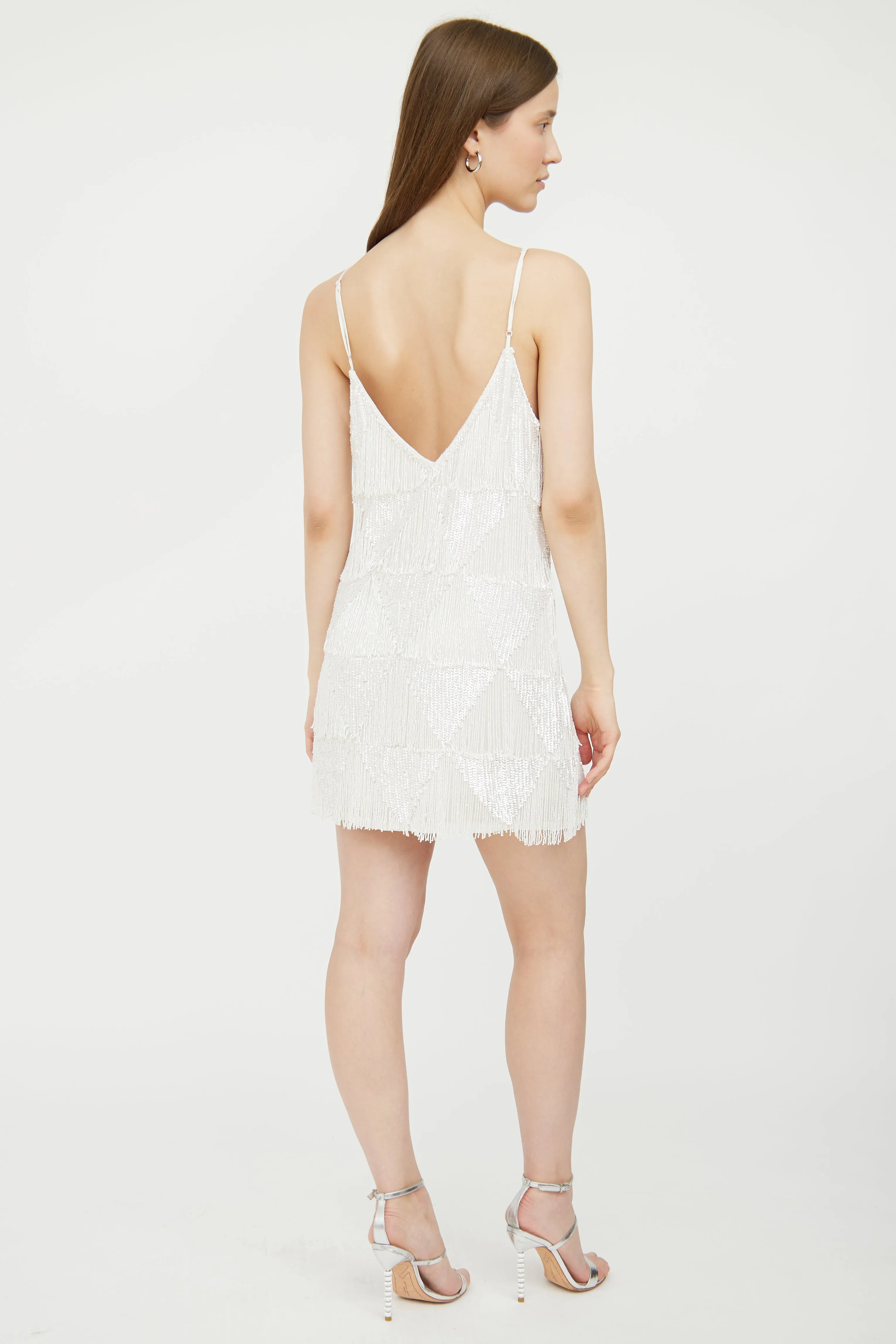 White Sequin Claire Flapper Dress