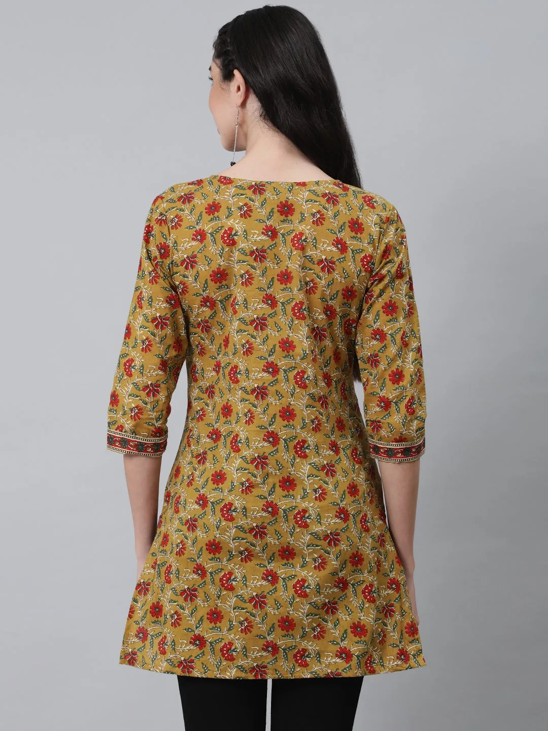 Women Yellow & Red Printed Tunic